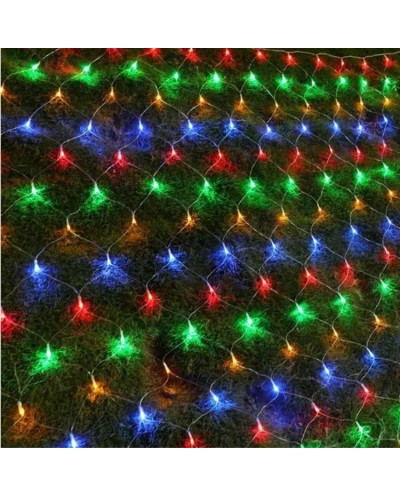 Δίχτυ με 192 Χριστουγεννιάτικα Λαμπάκια LED Πολύχρωμα 3μ x 2μ IP44 Επεκτεινόμενο με Πρόγραμμα & Διάφανο Καλώδιο OEM 2186
