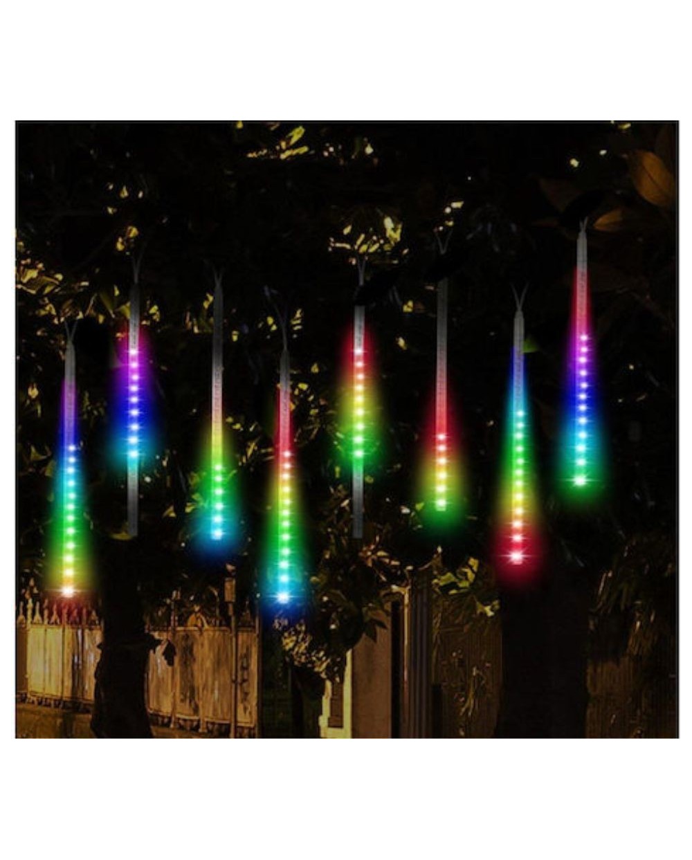 Χριστουγεννιάτικη LED βροχή μετεωριτών 8 τεμάχια x45 cm Πολύχρωμη με Προέκταση ΟΕΜ 2211