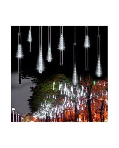 Χριστουγεννιάτικη LED βροχή μετεωριτών 8 τεμάχια x80 cm Λευκή με Προέκταση ΟΕΜ 2215