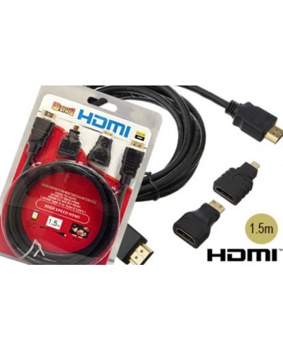 Καλώδιο 3 σε 1 HDMI Αρσενικό σε HDMI Αρσενικό 1.5m και Αντάπτορες HDMI σε Mini HDTV & Micro HDTV OEM