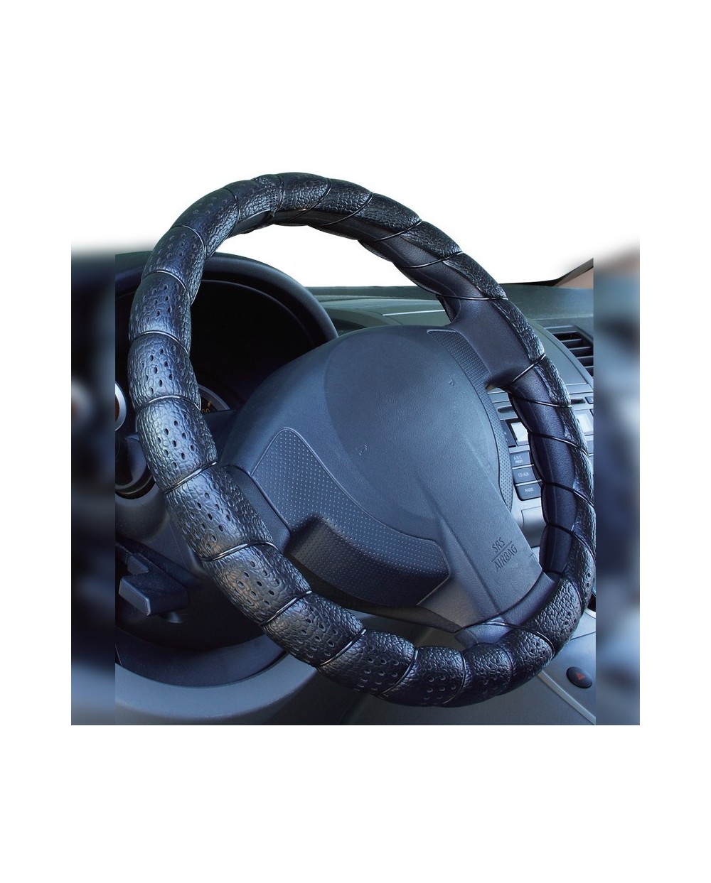 Κάλυμμα Τιμονιού Αυτοκινήτου Συνθετικό Μαύρο με Μαύρη Ραφή Autoline 14506