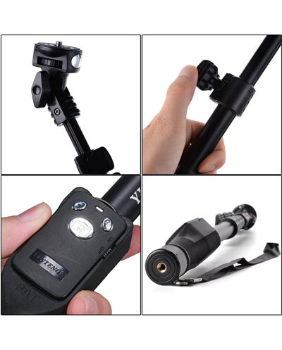 Επαγγελματικό Πτυσσόμενο Μπαστούνι - Μονόποδο Κάμερας Selfies Stick MonoPod  με Bluetooth Μαύρο OEM WI-1288
