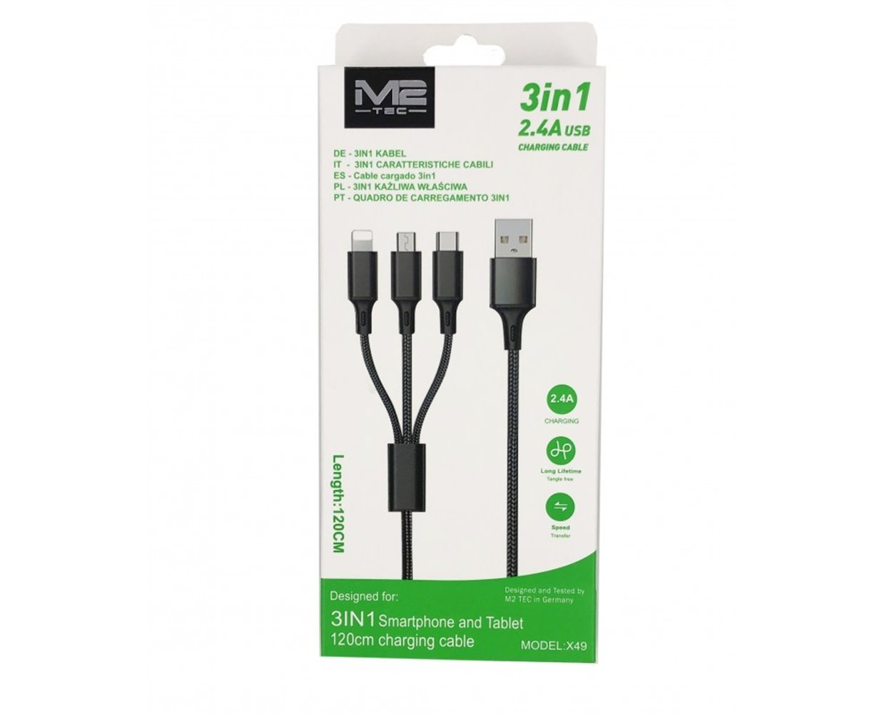 Καλώδιο Φόρτισης και Μεταφοράς Δεδομένων 3in1 USB to Lightning / Type-C / Micro USB 1