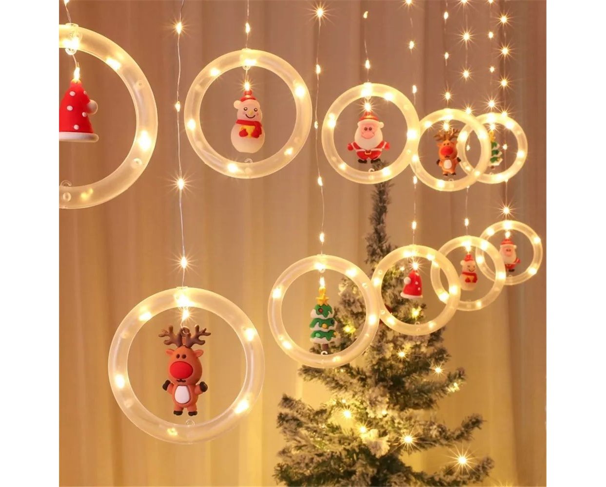 10 Χριστουγεννιάτικα Λαμπάκια LED Θερμά Κουρτίνα με Λευκό Καλώδιο 3μ OEM B320
