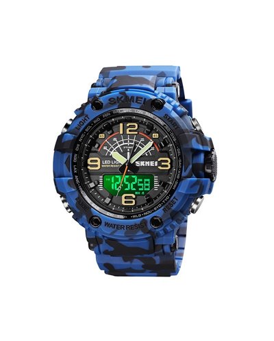 Ανδρικό ρολόι χειρός Ψηφιακό & Αναλογικό SKMEI 1617 BLUE CAMOUFLAGE
